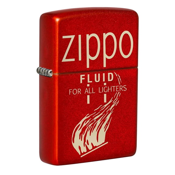 Zippo Fluid Retro Design Metallic Red Pocket Lighter