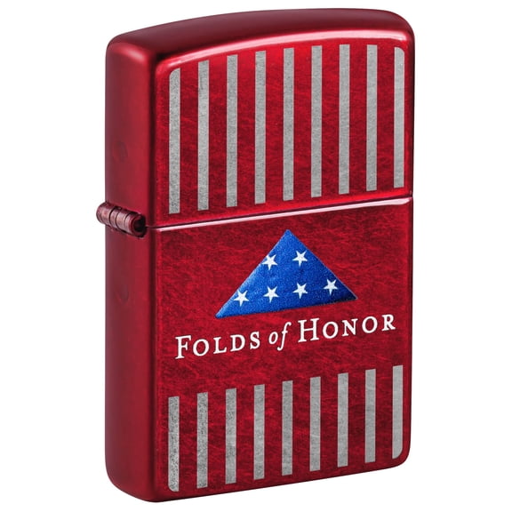 Zippo Pocket Lighter Folds of Honor Pinstripes Design Candy Apple Red (Red Folds of Honor Pinstripes)