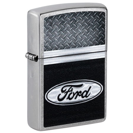 Zippo Ford Logo Diamond Plate Metal Design Street Chrome Pocket Lighter