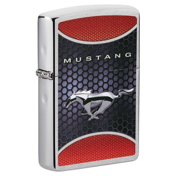 Zippo Ford Mustang Design Brushed Chrome Pocket Lighter