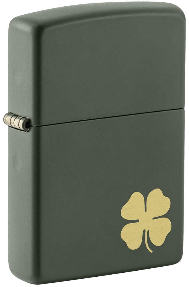 Zippo Refillable Four Leaf Clover Green Matte Pocket Lighter