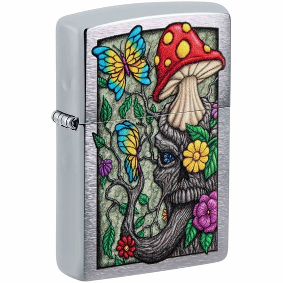 Zippo Freaky Nature Design Brushed Chrome Pocket Lighter