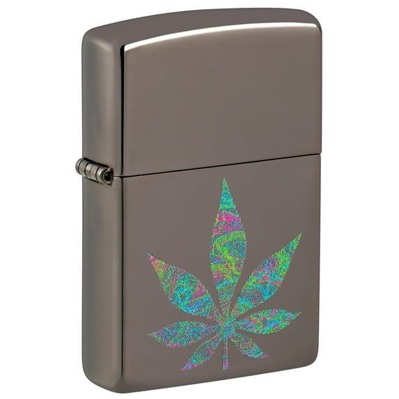 Zippo Funky Cannabis Design Black Ice Pocket Lighter