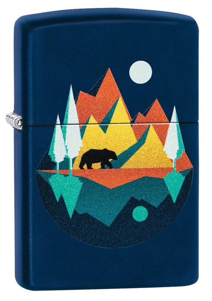 Zippo Geometric Bear and Mountains Design Pocket Lighter