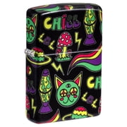 Zippo Pocket Lighter Glowing Chill Design Glow-in-the-Dark Green Black Glowing Chill