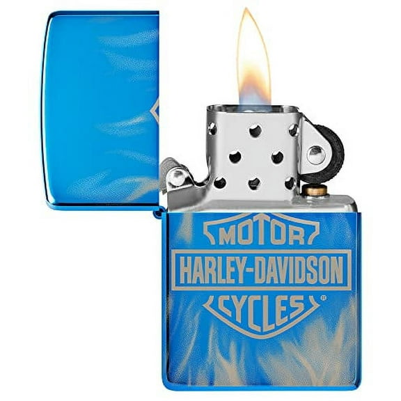 Zippo Harley-Davidson 360? Blue Flames High Polish Lighter - Biker's Choice