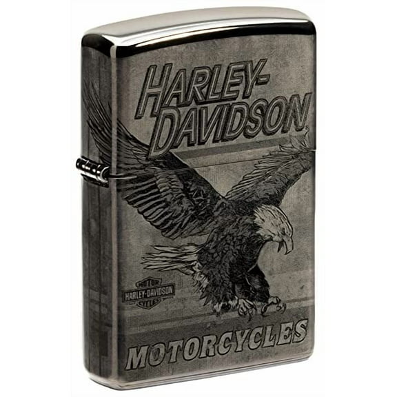 Zippo Harley-Davidson Eagle Photo Image 360? High Polish Black Pocket Lighter