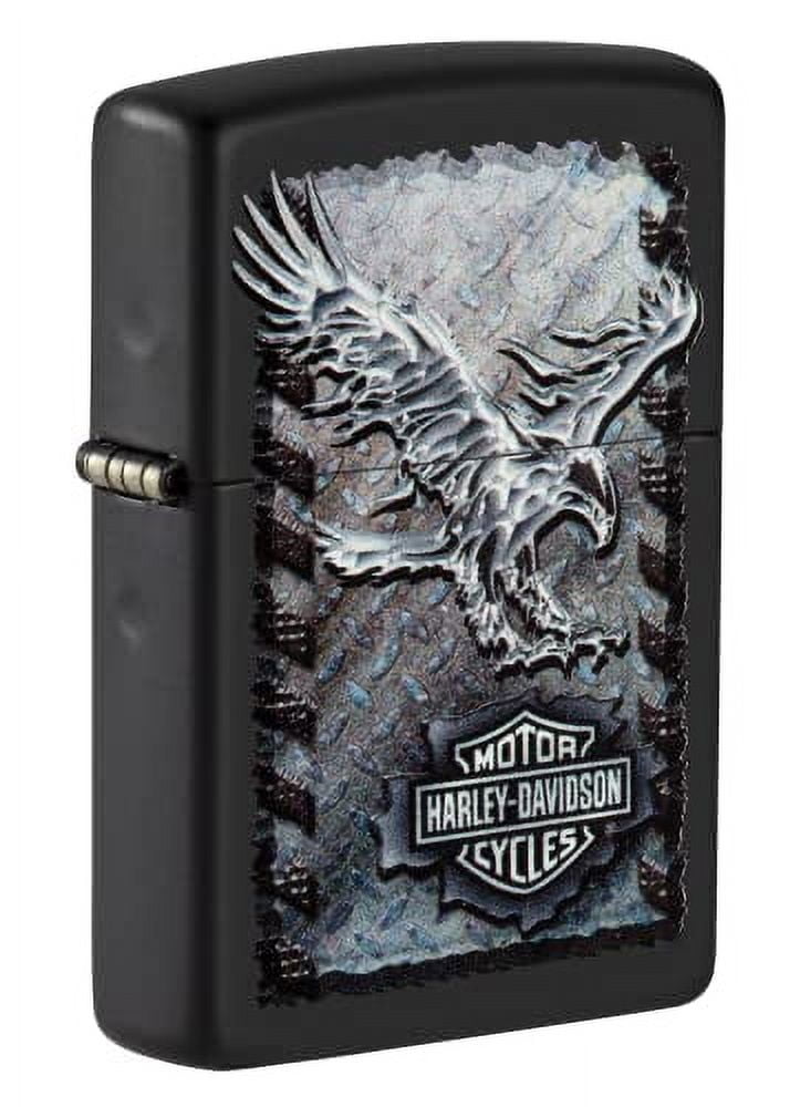 Zippo Harley-Davidson® Checkered Flags Design Black Crackle