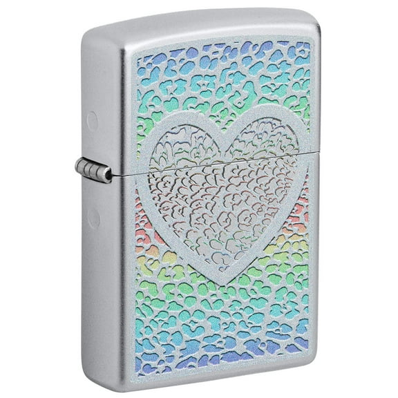 Zippo Heart Design Satin Chrome Pocket Lighter