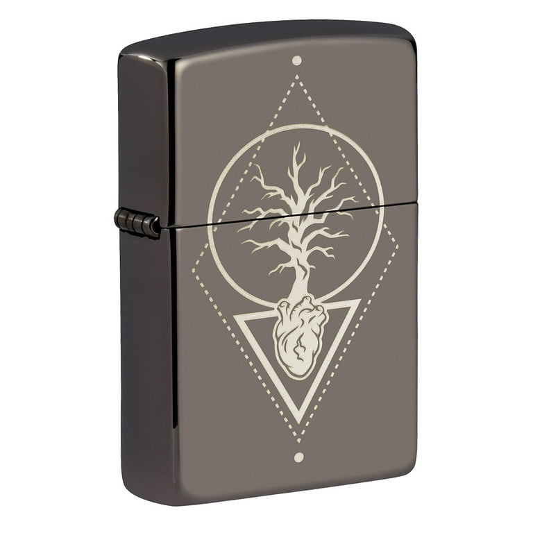 Zippo Heart Of Tree Design Black Ice Pocket Lighter - Walmart.com