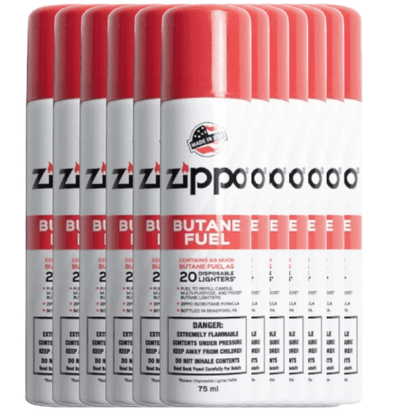 Zippo High-Quality Butane Fuel 75ml - Reliable Lighter Fluid, Long-Lasting Performance, Odorless Formula (Pack of 12)