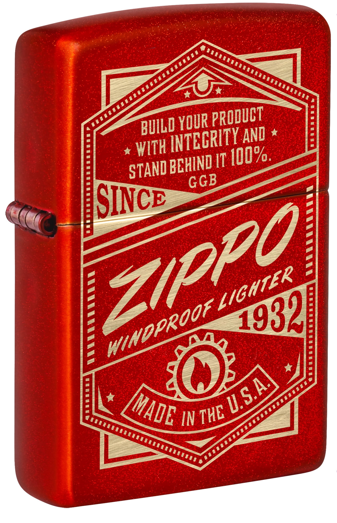 Zippo Windproof & Refillable Metallic Red Pocket Lighter