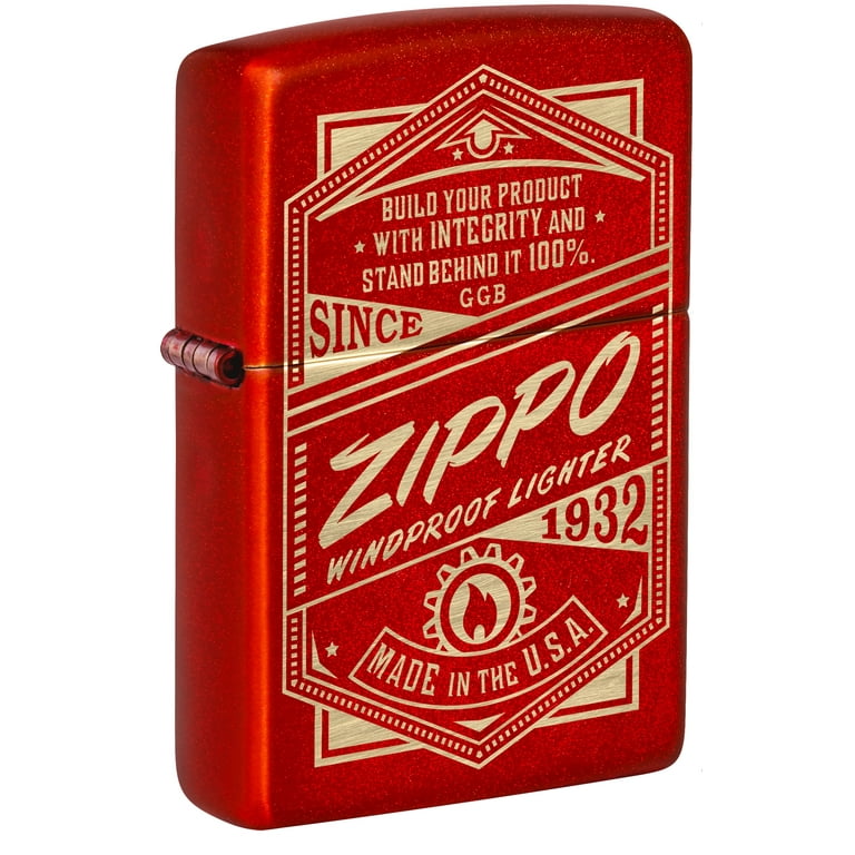 Zippo Windproof & Refillable Metallic Red Pocket Lighter