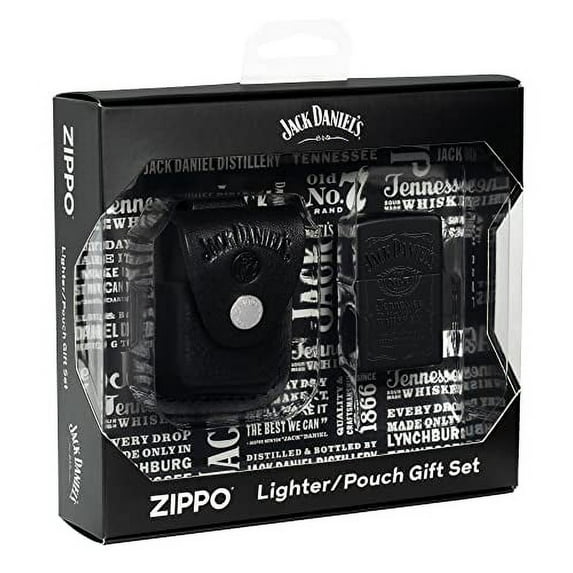 Zippo Jack Daniel's Black Matte Pocket Lighter and Pouch Gift Set