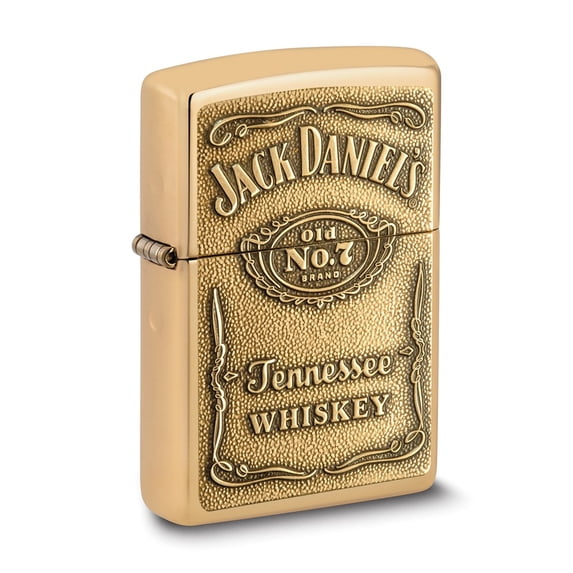 Zippo Jack Daniels Label Emblem High Polish Brass Lighter