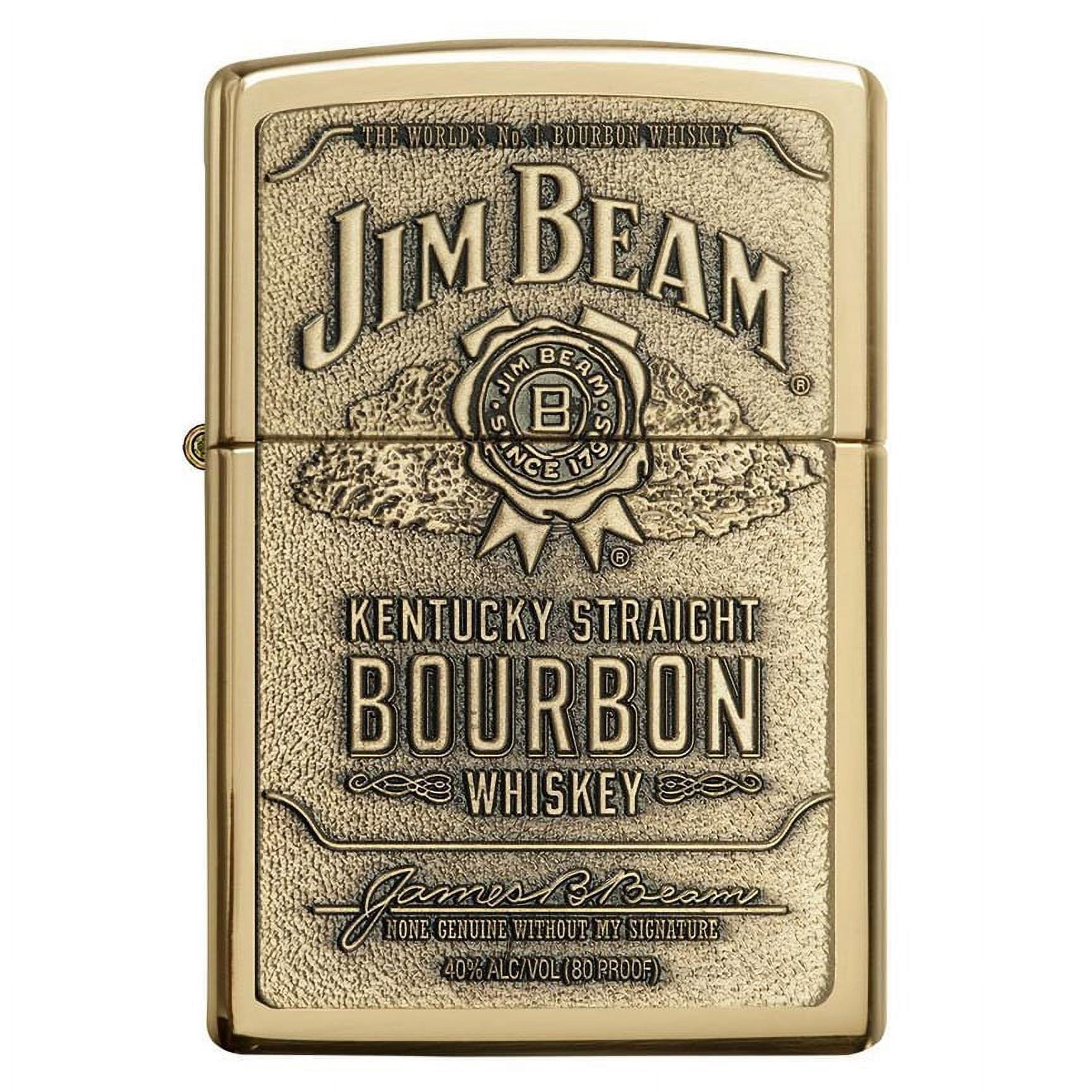 Zippo Jim Beam Bourbon Label Emblem High Polish Brass Pocket