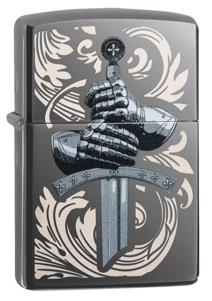 Zippo Knights Glove Design Black Ice Pocket Lighter