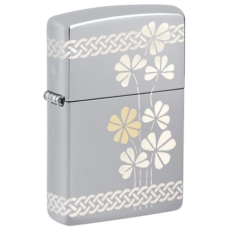 Zippo Laser 360° Clover Design High Polish Chrome Pocklet Lighter