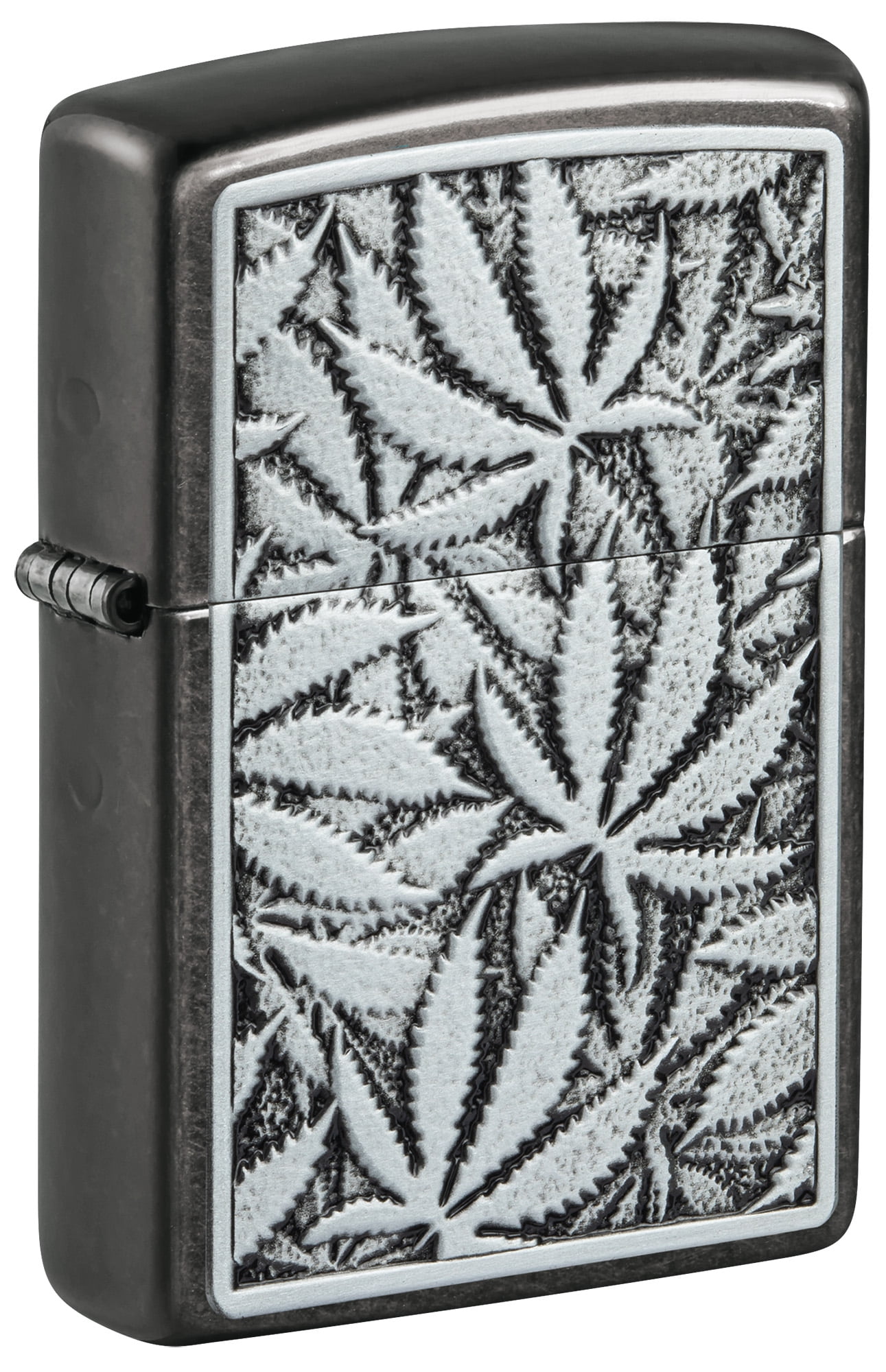 Zippo Leaf Emblem Design Grey Pocket Lighter