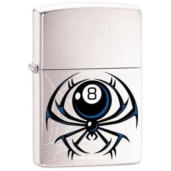 Zippo Lighter - 8-Ball Spider Brush Chrome