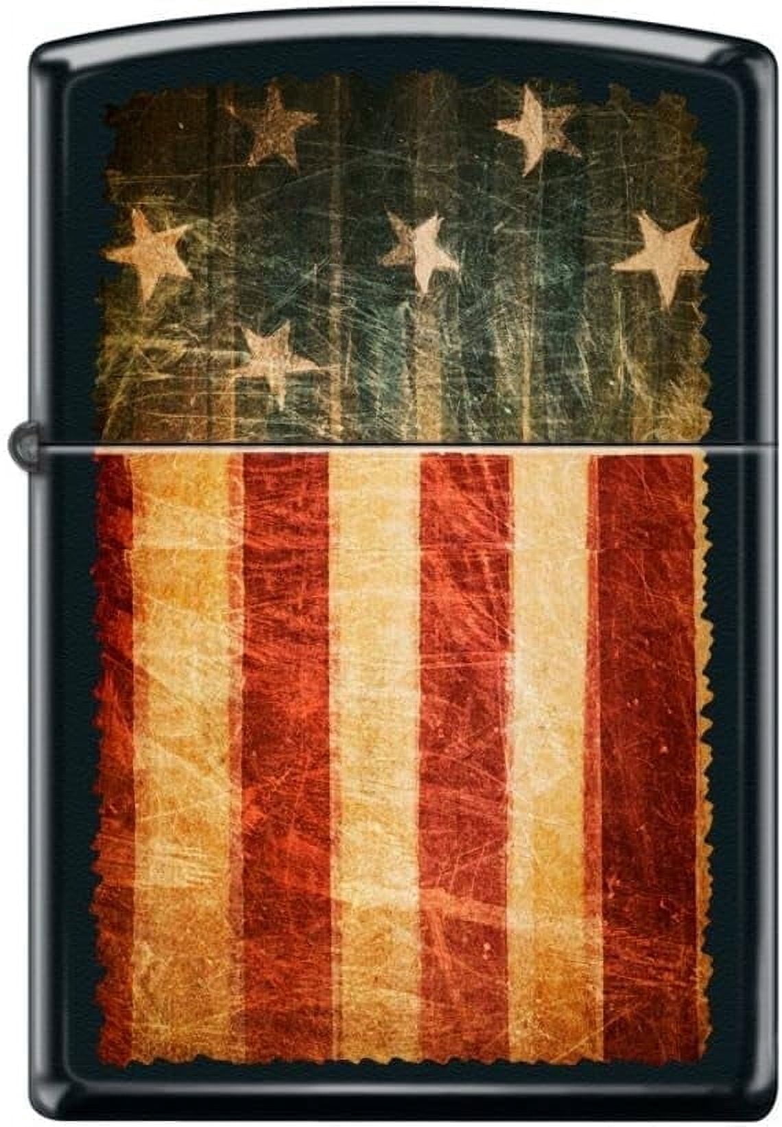 Zippo Lighter- Abstract Flag American Patriotic Black Matte Lighter #Z5039