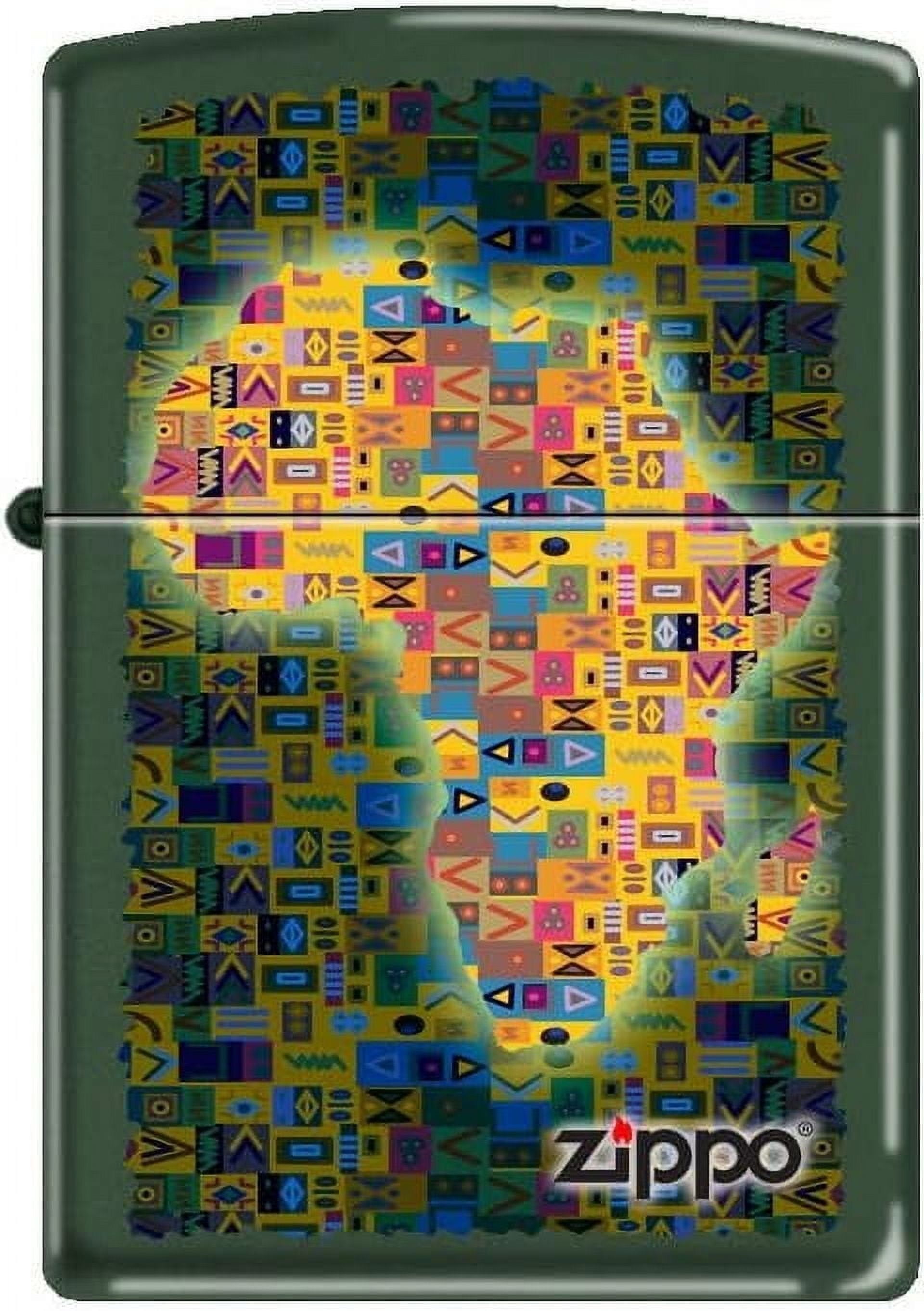 Zippo Lighter-African Map Design Green Matte Windproof Lighter #Z5482