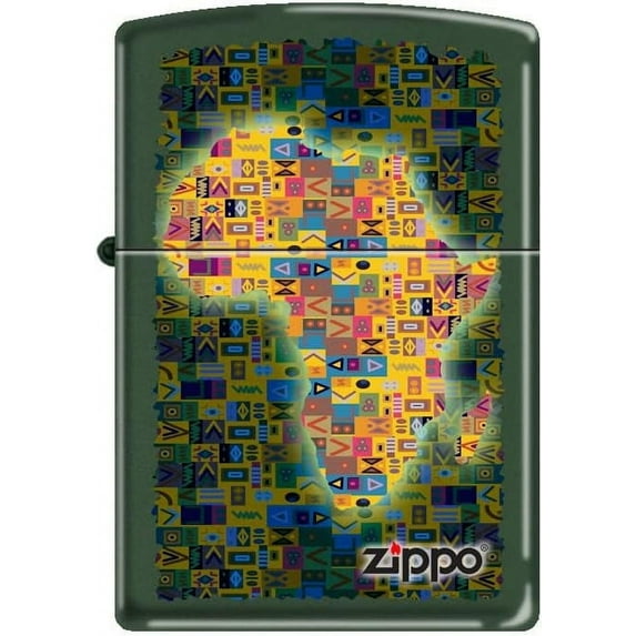Zippo Lighter-African Map Design Green Matte Windproof Lighter #Z5482