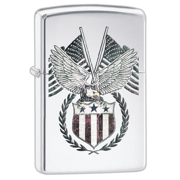Zippo Lighter- American Bald Eagle Shield High Polish Chrome Lighter #Z5265