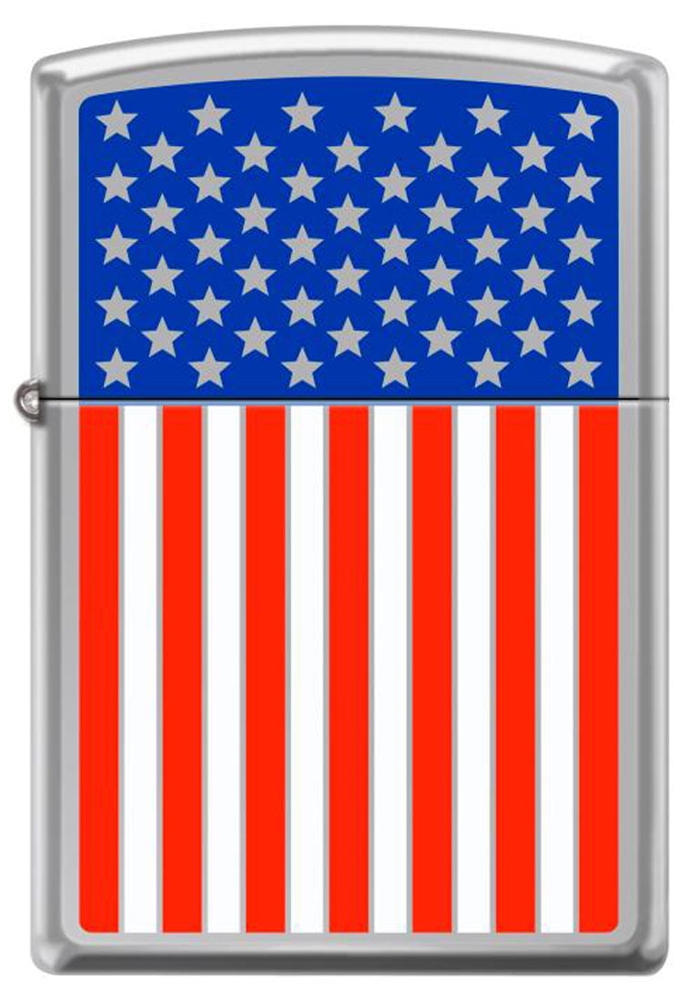 Zippo Lighter American Flag Patriotic Color Image High Polished Chrome