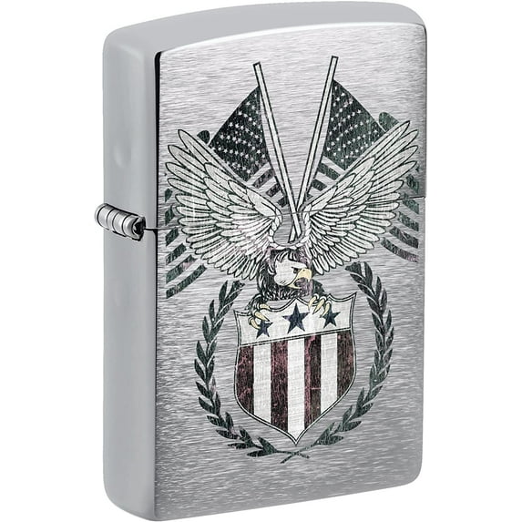 Zippo Lighter - American USA Flag Bald Eagles American Eagle Shield Z5055