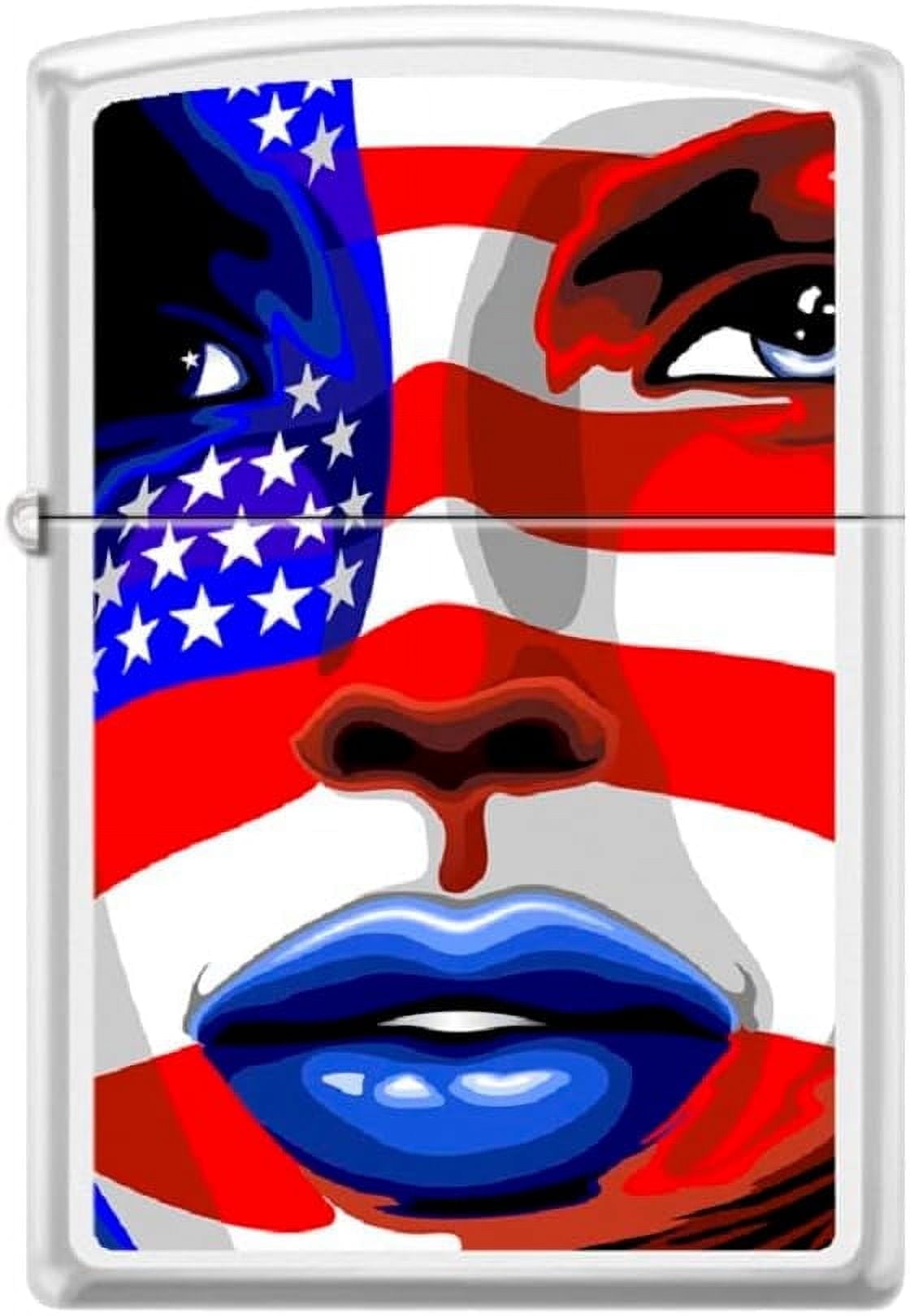 Zippo Lighter - American USA Flag Bald Eagles Stars and Stripes Face #Z6003