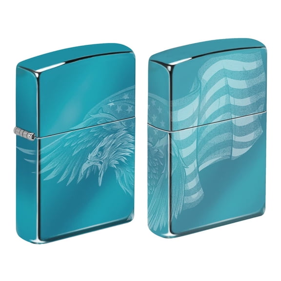Zippo Lighter - Personalized Message Engraved on Backside Americana Eagle USA Flag Patriotic Windproof Lighter (Fierce Eagle #Z6004)