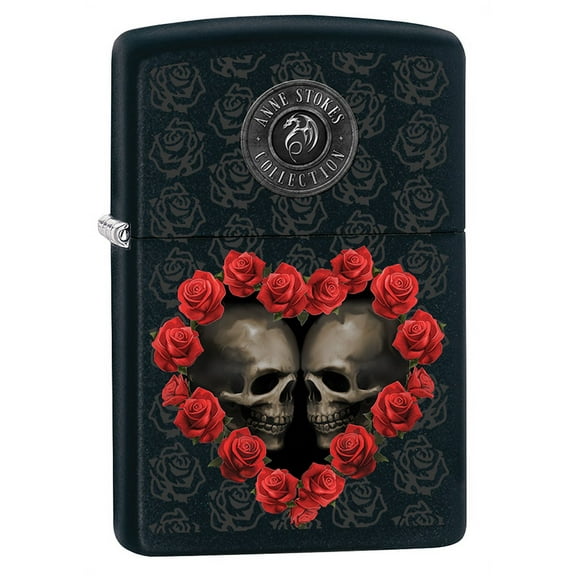 Pro-Cut ZIP-218CI407688 2024 Zippo Anne Stokes Kissing Skulls Lighter, Black Matte
