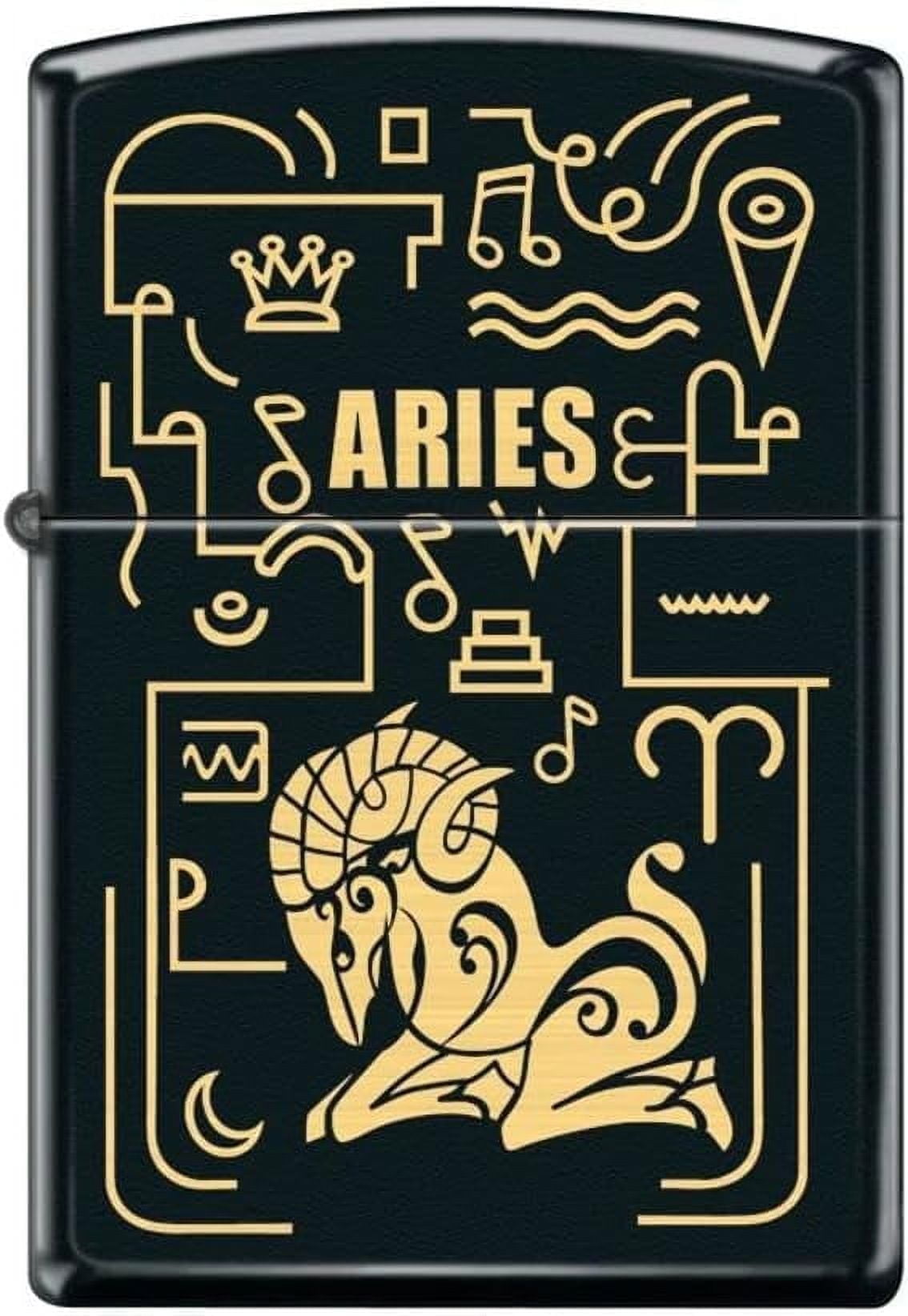Zippo Lighter- Aries Zodiac Black Matte Windproof Lighter #Z5299