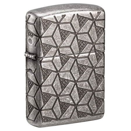 Zippo Lighter: Armor MultiCut Geometric Deep Carve - Antique Silver 49883