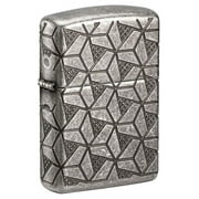 Zippo ولاعة درع MultiCut هندسي عميق نحت - الفضة العتيقة 49883