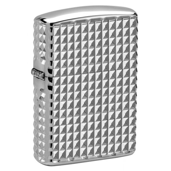 Zippo Lighter: Armor MultiCut Geometric Diamond Design - High Polish Chrome 48880