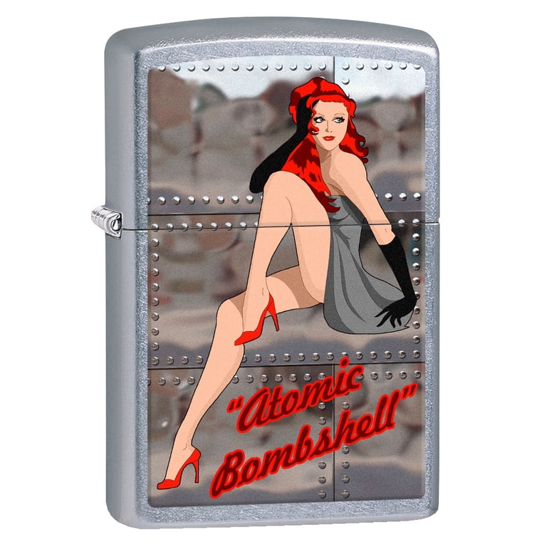 Zippo, Lighter, Atomic Bombshell Pin-Up Girl 80789, Street Chrome