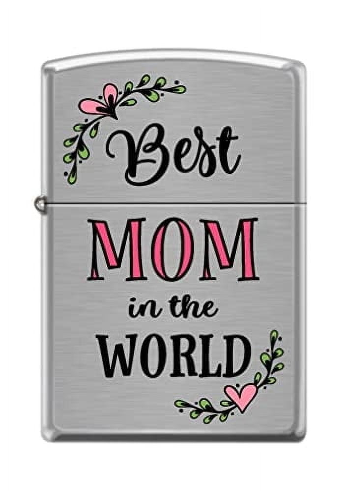 Zippo Lighter- Best Mom in The World Brushed Chrome Windproof Lighter #Z5191