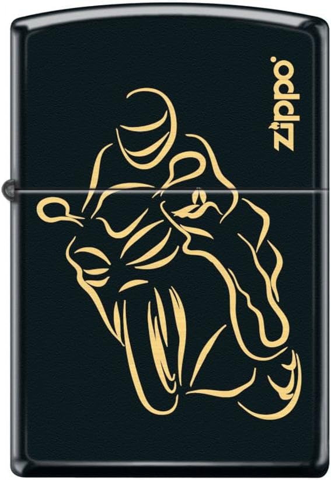 Zippo Lighter- Bike Motorcycle Racing Black Matte Windproof Lighter #Z5291
