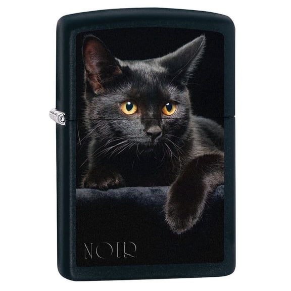 Zippo Lighter: Black Cat - Black Matte