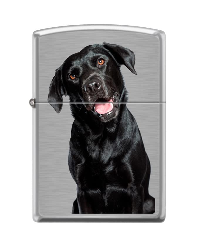 Zippo Lighter-Black Labrador Retriever Dog Brushed Chrome Lighter #Z5423