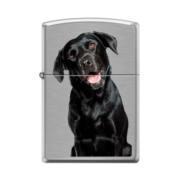 Zippo Lighter-Black Labrador Retriever Dog Brushed Chrome Lighter #Z5423