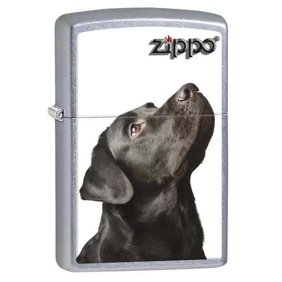 Zippo Lighter: Black Labrador Retriever - Street Chrome