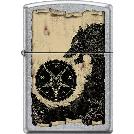 Zippo Lighter- Wolf Occult Art Design Street Chrome #Z1085