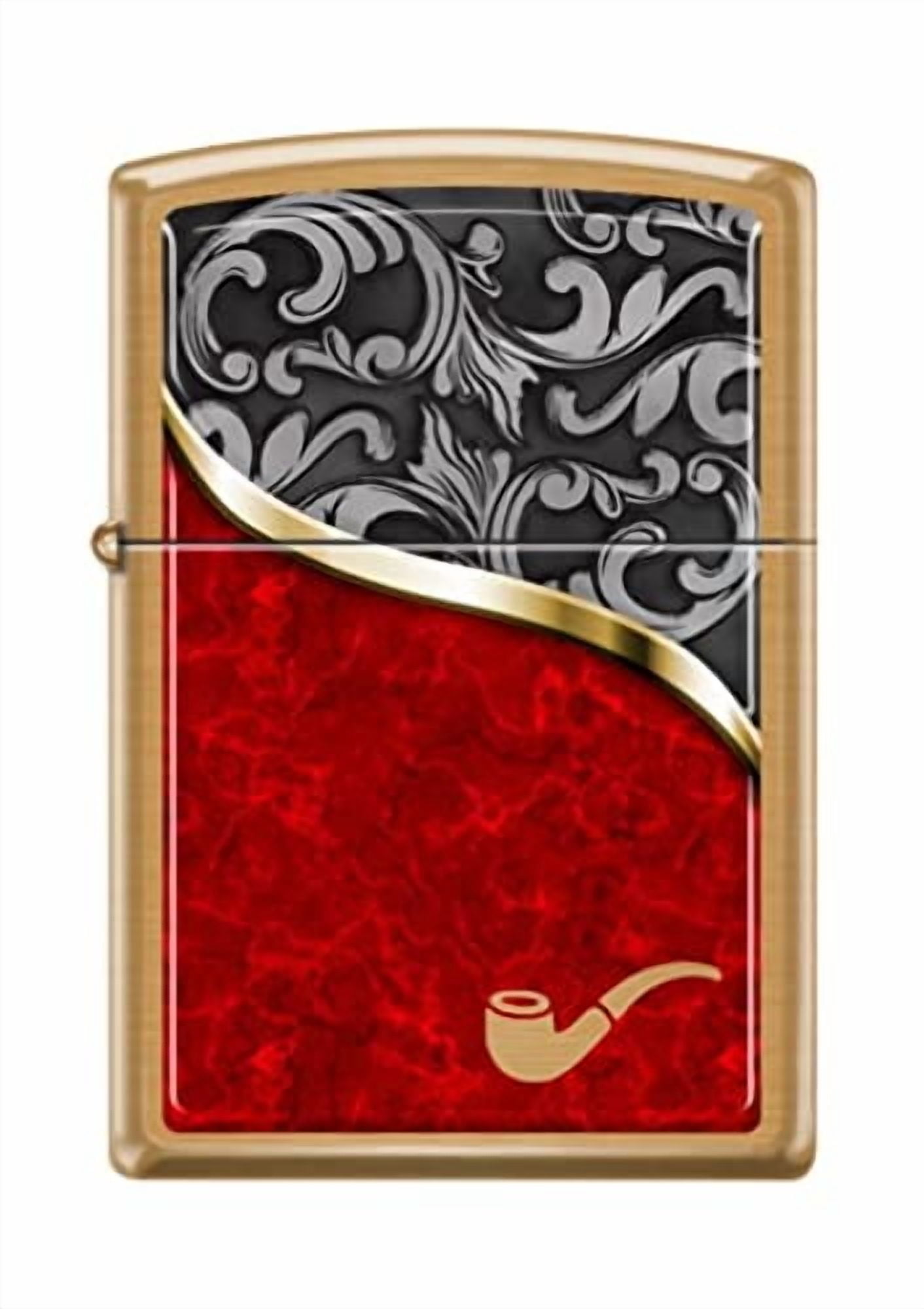 Zippo Lighter - Personalized Custom Message Engraved on Backside for Black and Gray Pipe Venetian Brushed Brass #Z5114