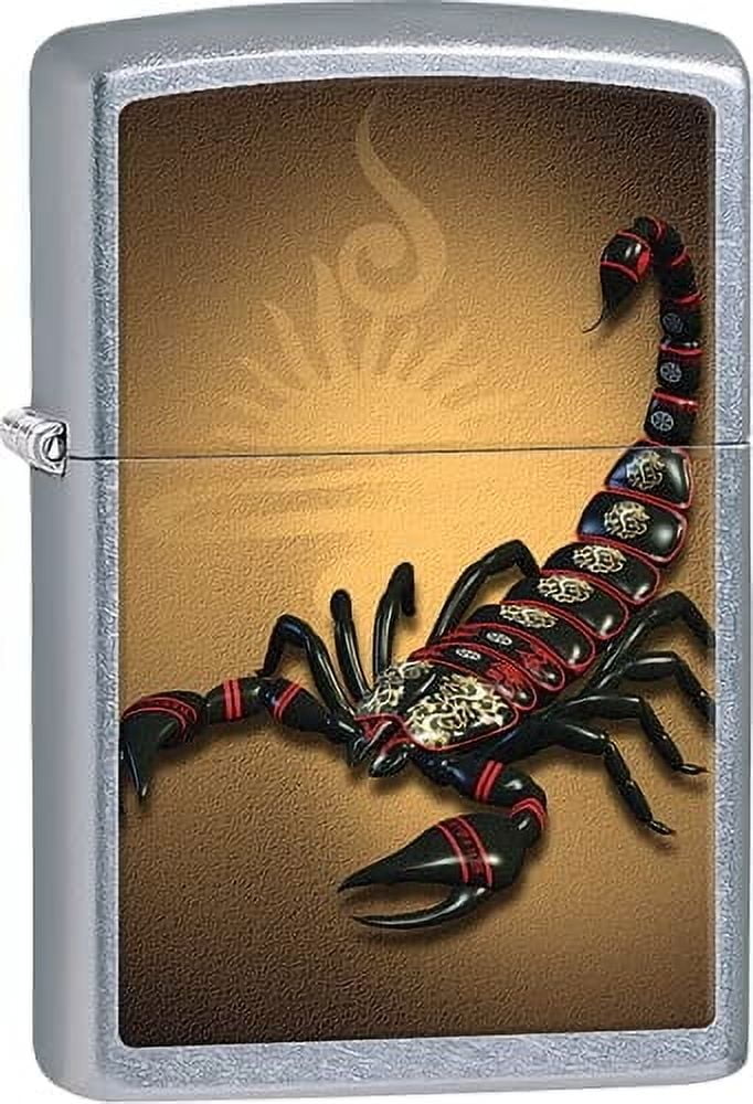 Zippo Lighter - Black and Red Scorpion with Tribal Sun Street Chrome #Z148