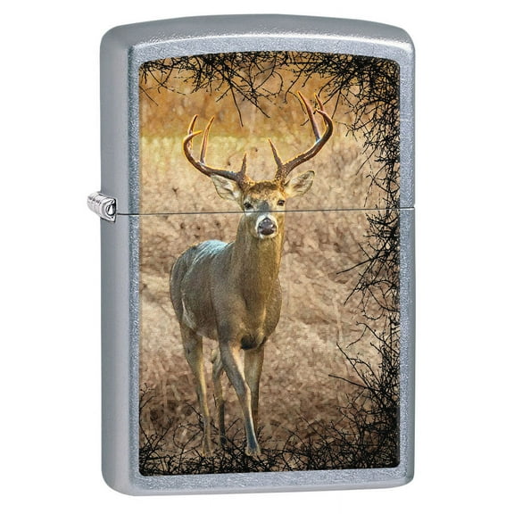 Zippo Lighter: Buck in a Field - Street Chrome 80701