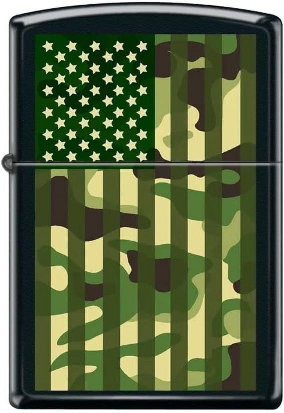 Zippo Lighter- Camo Flag USA Black Matte Windproof Lighter #Z5282