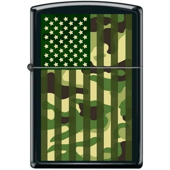 Zippo Lighter- Camo Flag USA Black Matte Windproof Lighter #Z5282